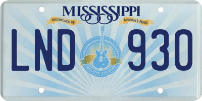 MS license plate LND930