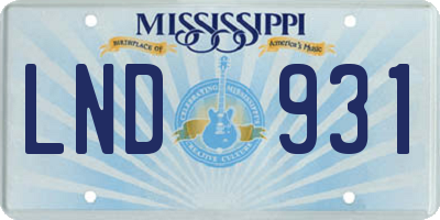 MS license plate LND931