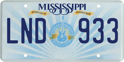 MS license plate LND933