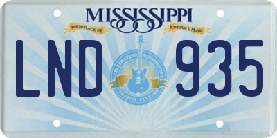 MS license plate LND935