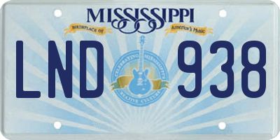 MS license plate LND938
