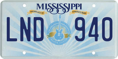 MS license plate LND940