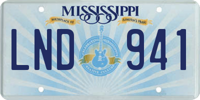 MS license plate LND941