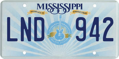 MS license plate LND942
