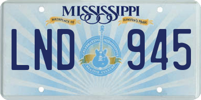 MS license plate LND945