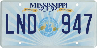 MS license plate LND947