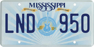 MS license plate LND950