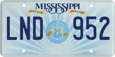 MS license plate LND952