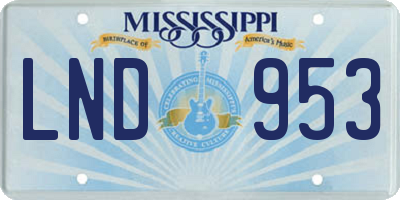 MS license plate LND953