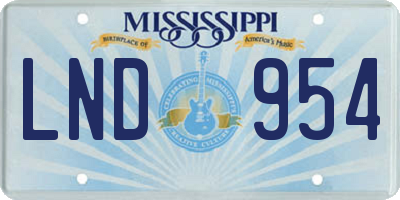 MS license plate LND954