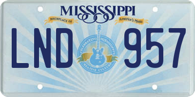 MS license plate LND957