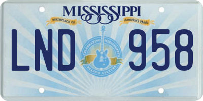 MS license plate LND958