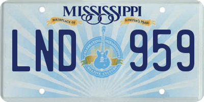 MS license plate LND959