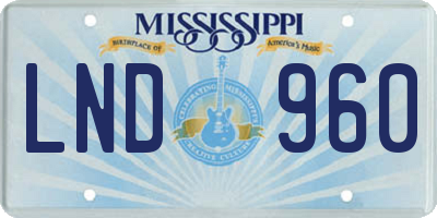 MS license plate LND960