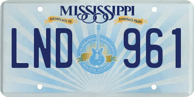 MS license plate LND961