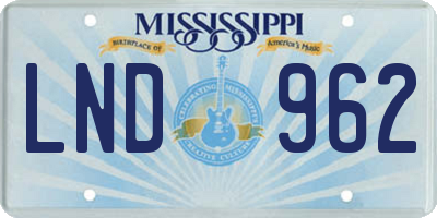 MS license plate LND962