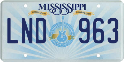 MS license plate LND963