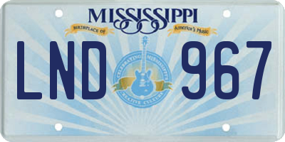 MS license plate LND967