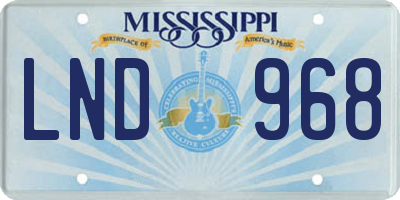 MS license plate LND968