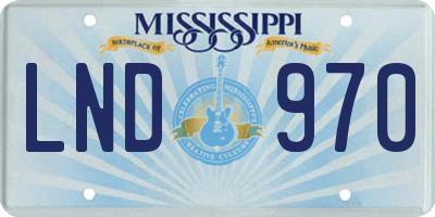 MS license plate LND970