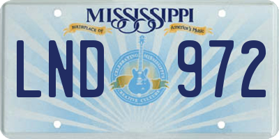 MS license plate LND972
