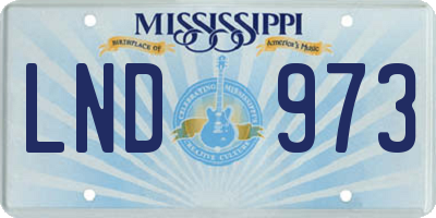 MS license plate LND973