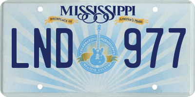 MS license plate LND977