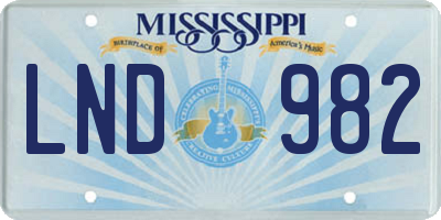 MS license plate LND982