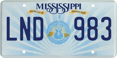 MS license plate LND983
