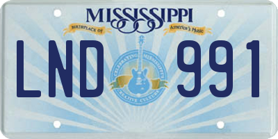 MS license plate LND991