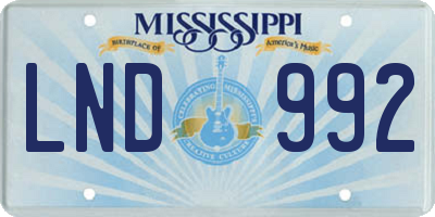 MS license plate LND992
