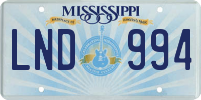 MS license plate LND994