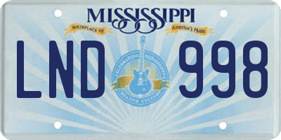 MS license plate LND998