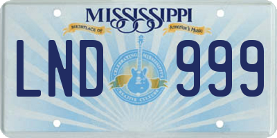 MS license plate LND999