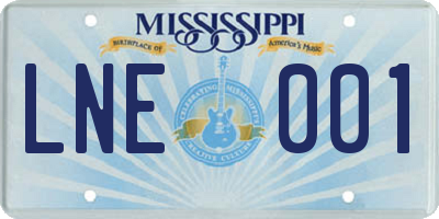 MS license plate LNE001