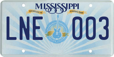 MS license plate LNE003