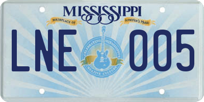 MS license plate LNE005