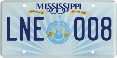 MS license plate LNE008