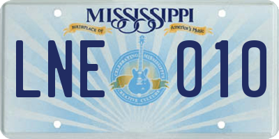 MS license plate LNE010