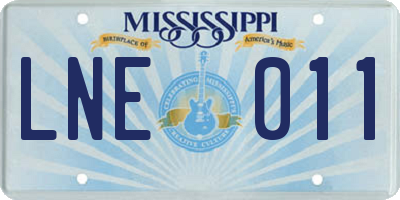 MS license plate LNE011