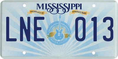 MS license plate LNE013