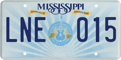 MS license plate LNE015