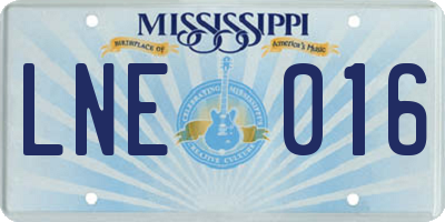 MS license plate LNE016