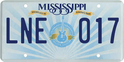 MS license plate LNE017