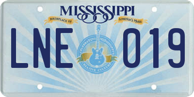 MS license plate LNE019