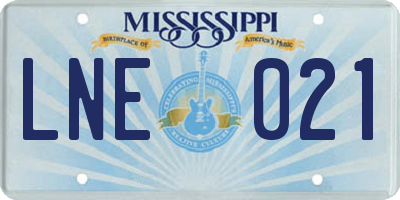 MS license plate LNE021