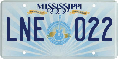 MS license plate LNE022