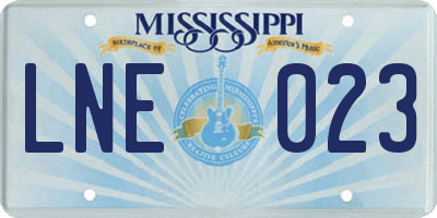 MS license plate LNE023