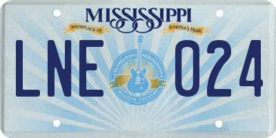 MS license plate LNE024