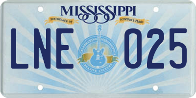 MS license plate LNE025